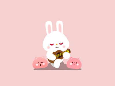 Pitu’s band animated animation animography bunny cute design gif motion rabbit vector