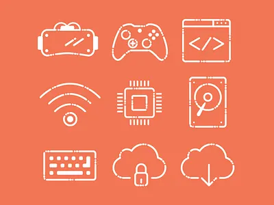 IT Academy Icons academy cpu hard disk icons it tech technology wifi
