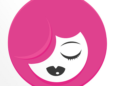 Pink-haired character cute design girl hair illustration logo minimal modern neon pink