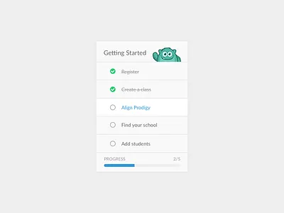 Getting Started checklist getting started list new user ui flat design ux onboarding prodigy