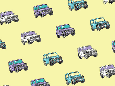 Jumeirah Crusing 80s brand car g wagon illustration lacomedi mercedes pastel pattern