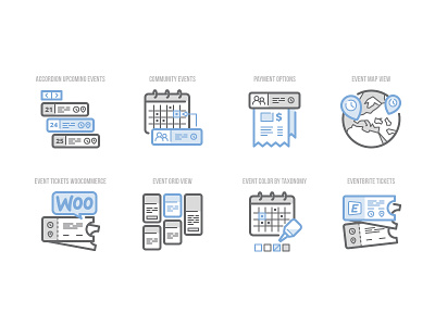 Calendarize IT!: explanation icon_part1 calendar event eventbrite grid icon map payment plugin schedule taxonomy ticket woocommerce