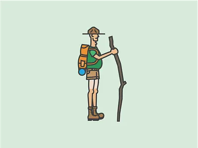 Adventure Eddy camping hike hiker icon illustration nature outdoors people trail vector