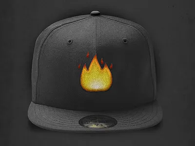 Fire Emoji 🔥 embroidery fire emoji hat wear mock up swag