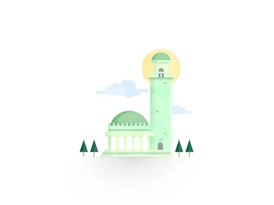 D building church d green illustration type typography