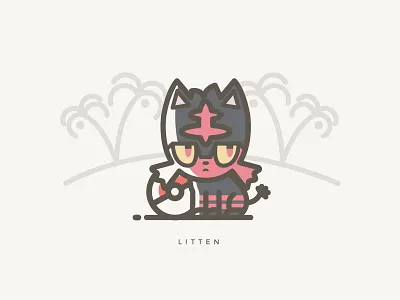 Litten anime illustration litten moon pokemon sun vector