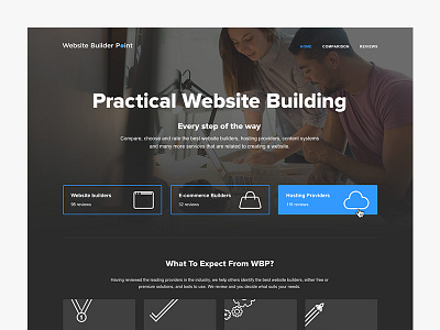 Website Builder Point blue cover dark design people site web