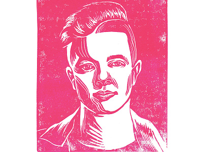 Linocut Portrait carving design graphic design illustration ink linocut portrait stamp