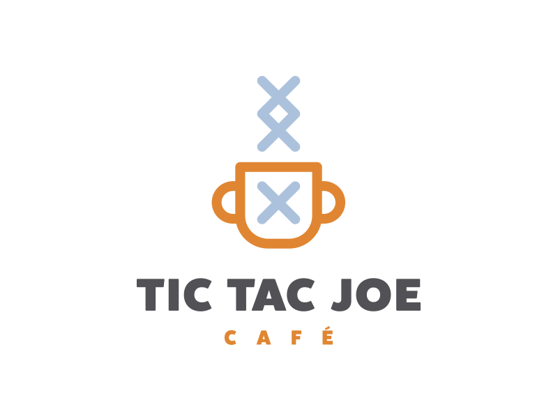 Tic Tac Joe Café Branding v2 board brand cafe coffee game gaming identity joe logo mug tac tic