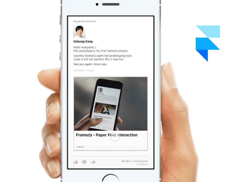 Paper - Fold Interaction by Framerjs facebook fold framer framerjs gif interaction paper ux