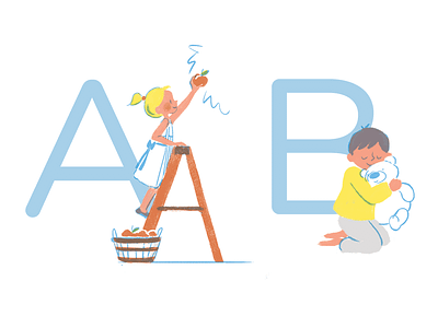 A is for Apple; B is for Bear alphabet illustration kids