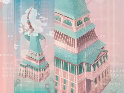 Moleantoneliana On Dribbble architecture camera clouds girl illustration italy mole sky travel trip turin