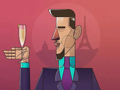 Cocktail Culture: French 75 character design illustration vector illustration