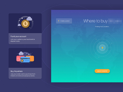 Dark UI location finder & card design cards dark ui gradient illustration isoflow location finder minimal opacity ui user interface