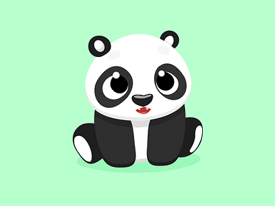 Panda animal black cut green little panda pet small sweet white