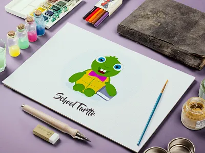 School Turtle cartoon character school turtle