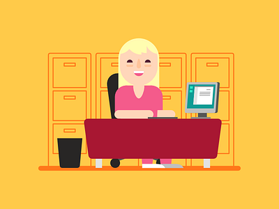 Lady At Desk design desk illustration lady