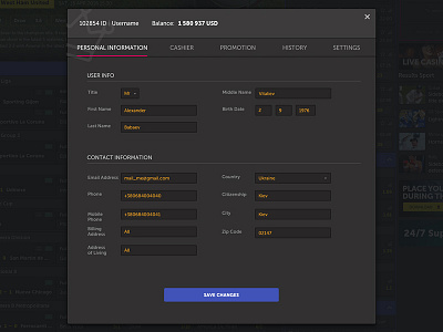 User Profile bets betting company redesign sportsbook ui ux web