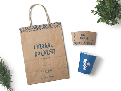 Ora Pois branding food logo ornament packaging portuguese restaurant take away tile