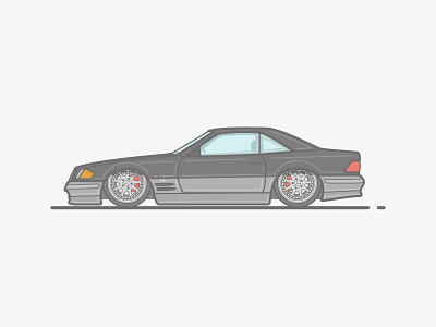 Mercedes Benz SL500 R129 automotive benz car classic flat lineart low mercedes vector