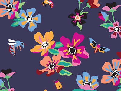 Floral Bee design floral illustration nature pattern