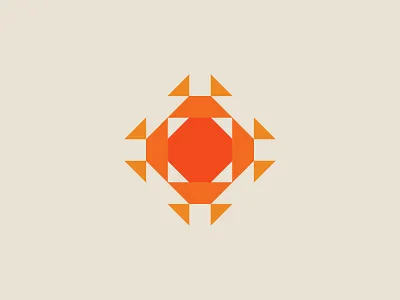 Octogonal Sun heat icon logo mark native american orange summer sun symbol west