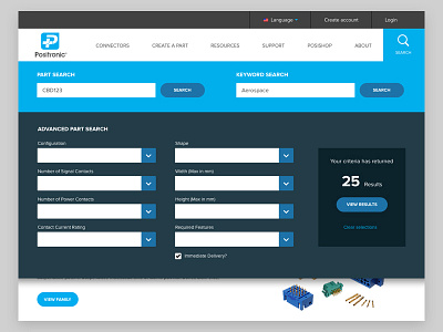 Expanded Search blue dropdown search