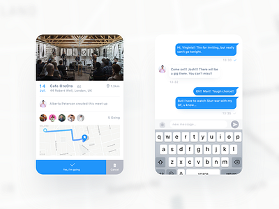 Event Detail & Direct Message app daily ui date detail direct message map ui