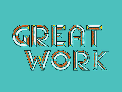 Great Work illustration lines modern retro texture typography