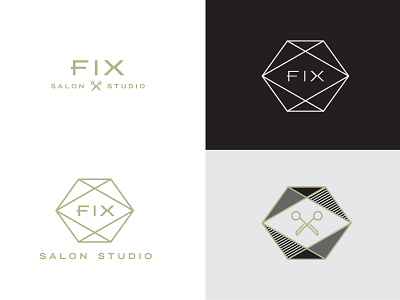 Fix Salon branding geometric gold