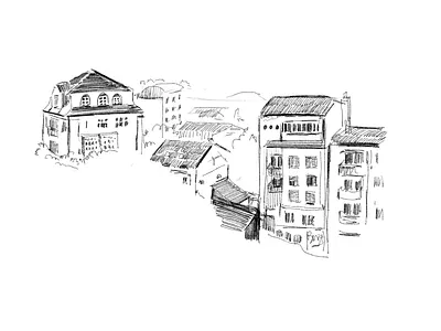 Beograd city drawing pencil sketch