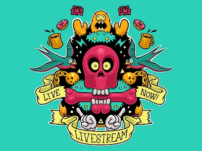 Random Livestream Graphic drawing odd skulls