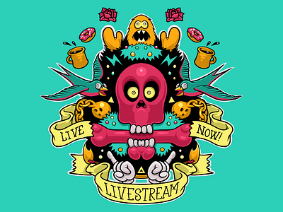 Random Livestream Graphic drawing odd skulls