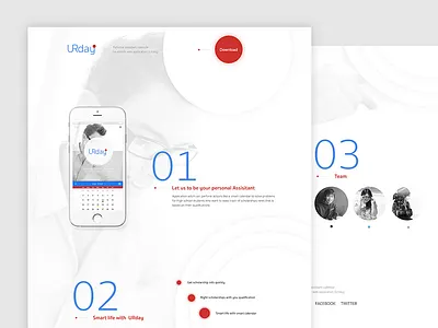 URday app landing app clean education grid lading minimal space thai ui web white