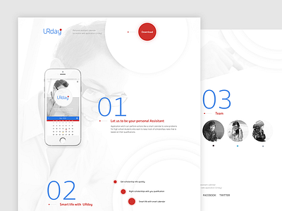URday app landing app clean education grid lading minimal space thai ui web white