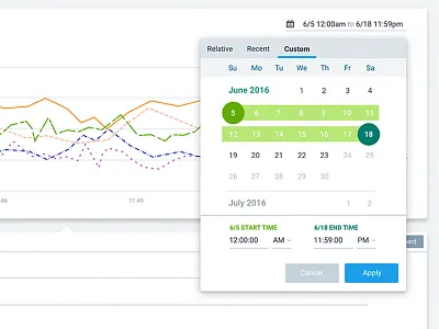 Time Range Editor calendar color flat light overlay picker time ui ux