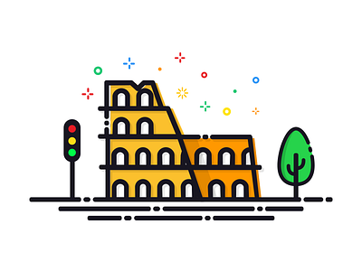 Colosseum color colosseum design drawing graphics icon identity illustration logo place tour vector