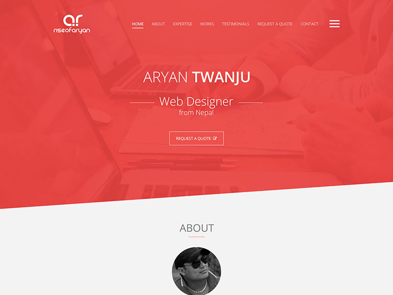 Example of riseofaryan - personal portfolio website