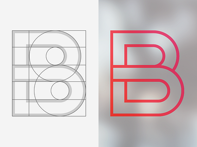 B all caps b connected glass grid layered letter b outline structure type typography vinyl