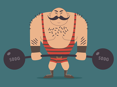 Micro circus Strong man character design circus forzudo illustration strong man vector