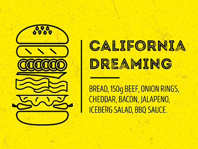 California Dreaming Burger art burger creative design flat illustration illustrator outline vector yellow