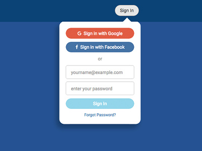 Sign in Dropdown Widget sign in ui web design web development