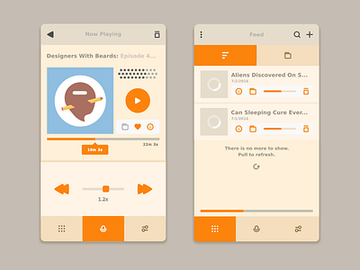 Podcast App app mobile orange podcast ui