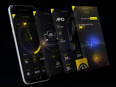 Kitt app automotive black car concept connect dark ui voice yellow