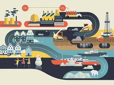 Illustration for TOTAL flat illustration petrol vector