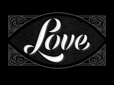 Frankenstein border embellished lettering love typography