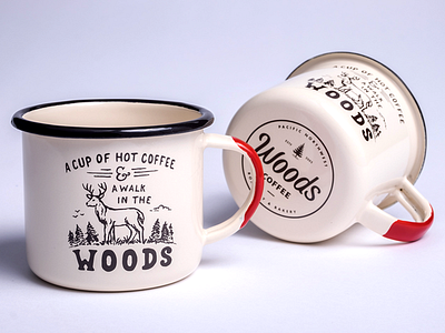 A Walk In The Woods - Enamel Mugs camp camping coffee cup deer enamel mug hand drawn mug product tin woods