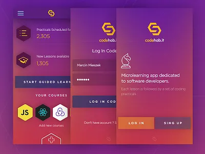 Coding App app coding color colors ios js login logo menu splash