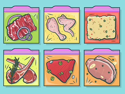 Ziploc Marinade Illustrations cooking food illustration meat ziploc