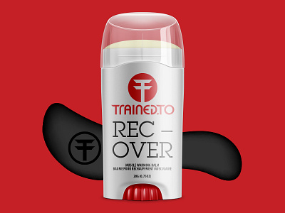 TrainedT Muscle-relaxing balm. ironman logo logo design mma package design training wordmark